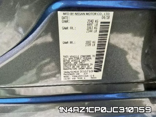 1N4AZ1CP0JC310759 фото 2