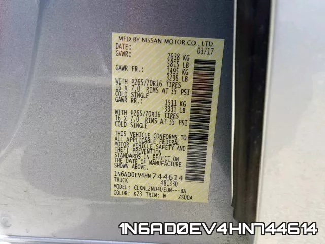 1N6AD0EV4HN744614 фото 2