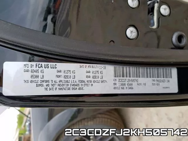 2C3CDZFJ2KH505742 фото 2