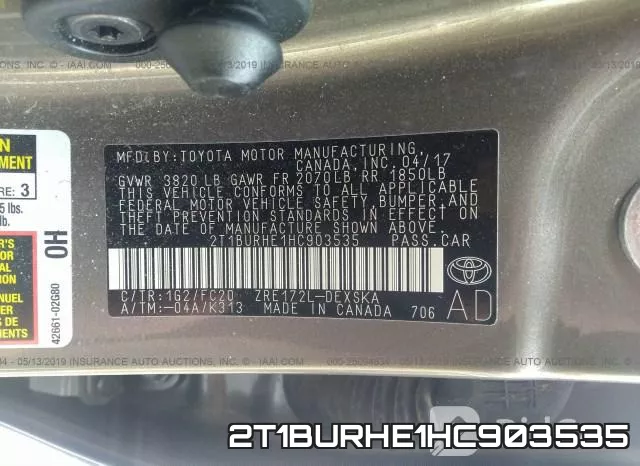 2T1BURHE1HC903535 фото 10