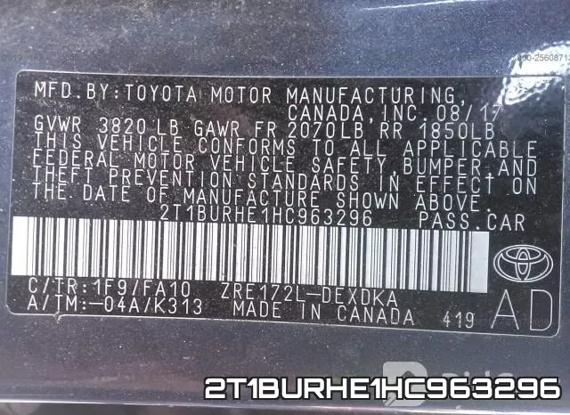 2T1BURHE1HC963296 фото 10