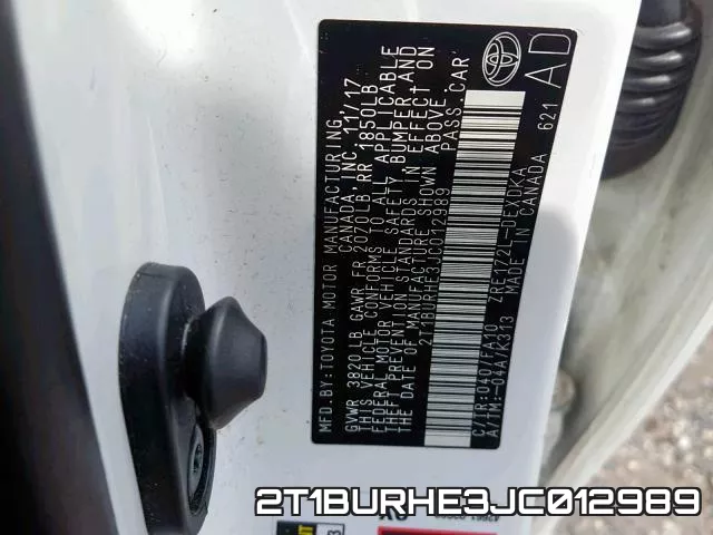 2T1BURHE3JC012989 фото 2