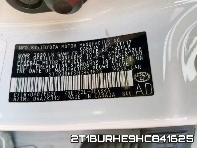 2T1BURHE9HC841625 фото 2