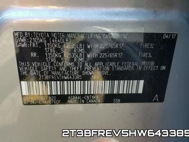 2T3BFREV5HW643385 фото 2