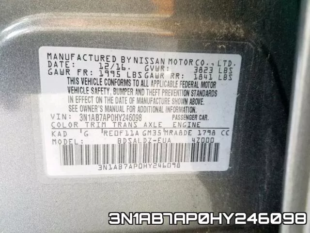 3N1AB7AP0HY246098 фото 2