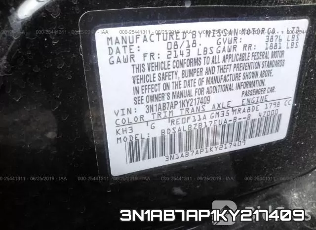 3N1AB7AP1KY217409 фото 10