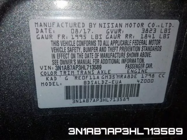 3N1AB7AP3HL713589 фото 2