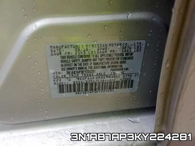 3N1AB7AP3KY224281 фото 2
