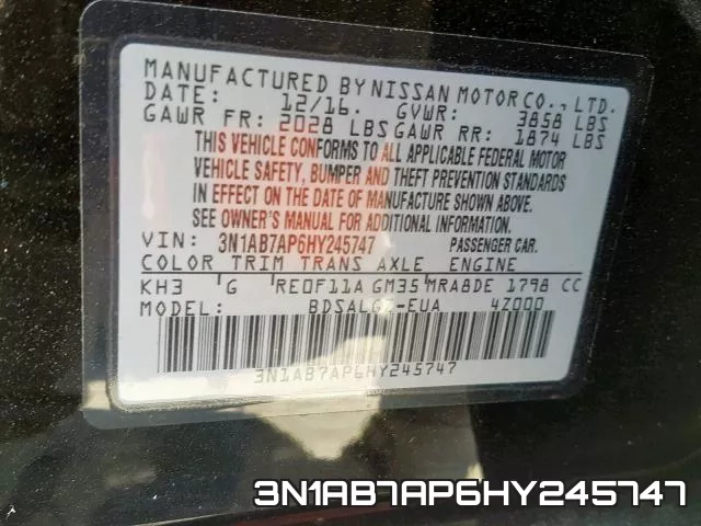 3N1AB7AP6HY245747 фото 2
