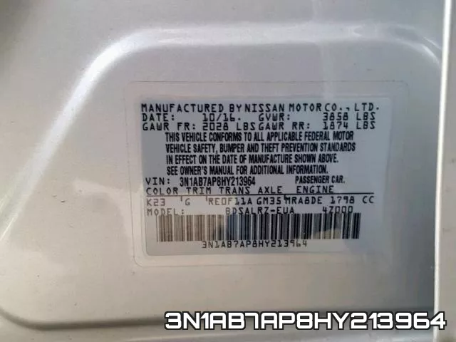 3N1AB7AP8HY213964 фото 2