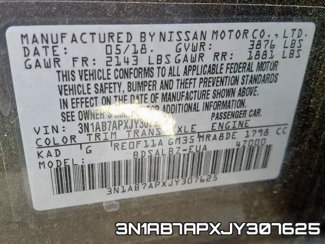 3N1AB7APXJY307625 фото 2