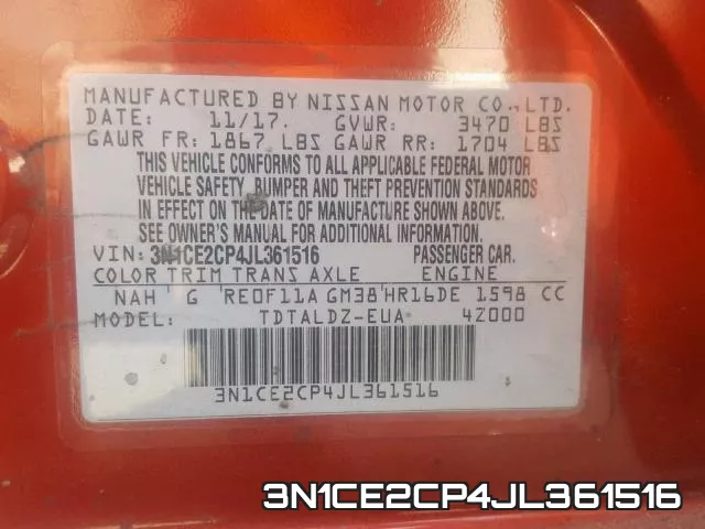 3N1CE2CP4JL361516 фото 2