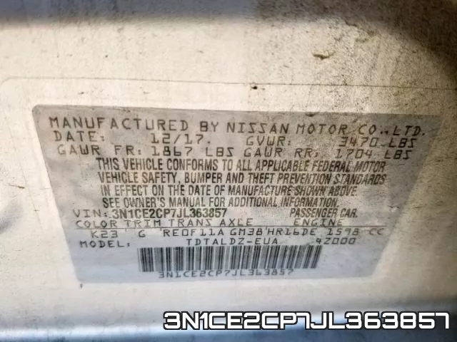 3N1CE2CP7JL363857 фото 2