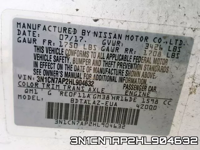 3N1CN7AP2HL904632 фото 2