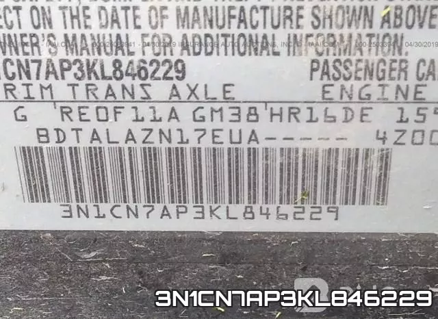 3N1CN7AP3KL846229 фото 10