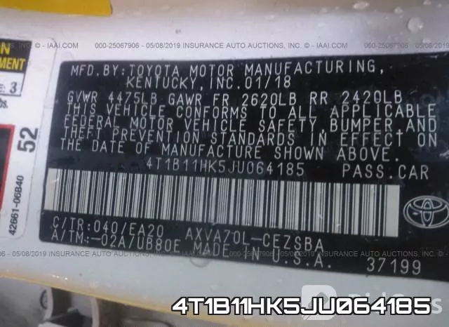 4T1B11HK5JU064185 фото 10