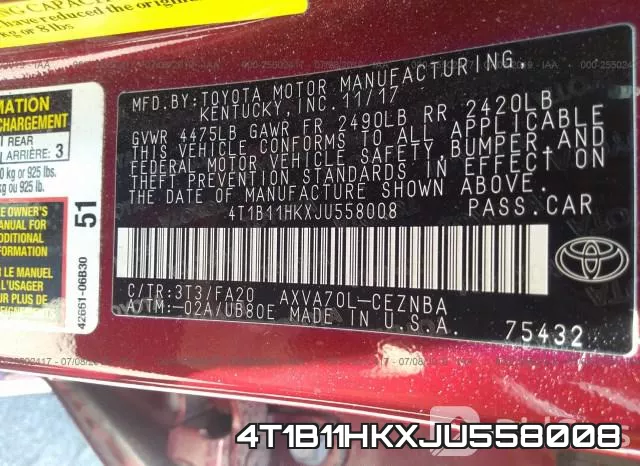 4T1B11HKXJU558008 фото 10