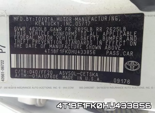 4T1BF1FK0HU433856 фото 10