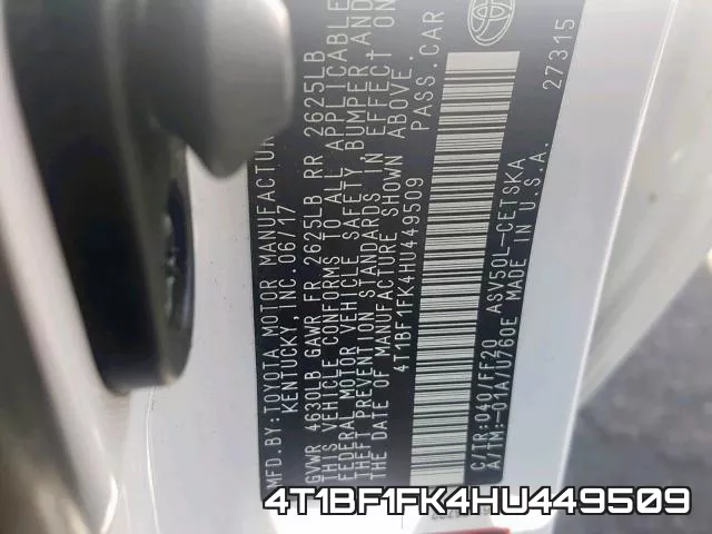 4T1BF1FK4HU449509 фото 2