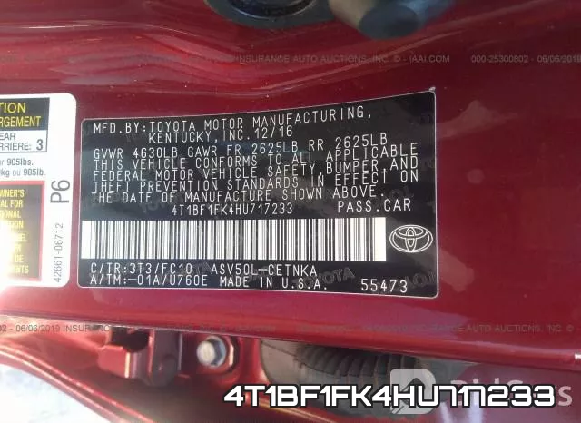4T1BF1FK4HU717233 фото 10