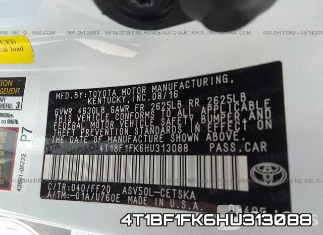 4T1BF1FK6HU313088 фото 10