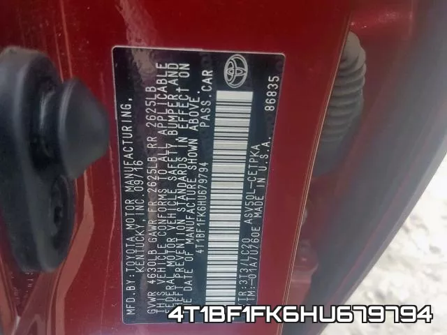4T1BF1FK6HU679794 фото 2