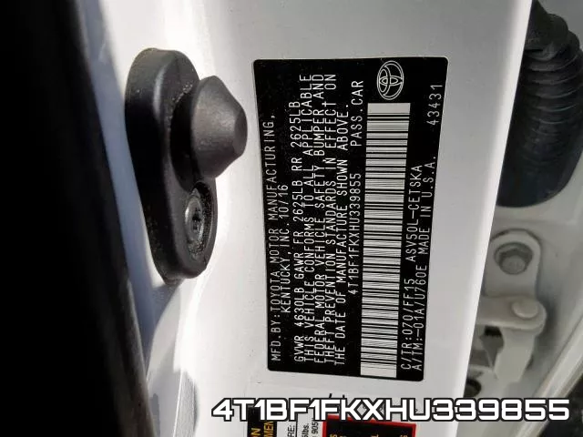 4T1BF1FKXHU339855 фото 2
