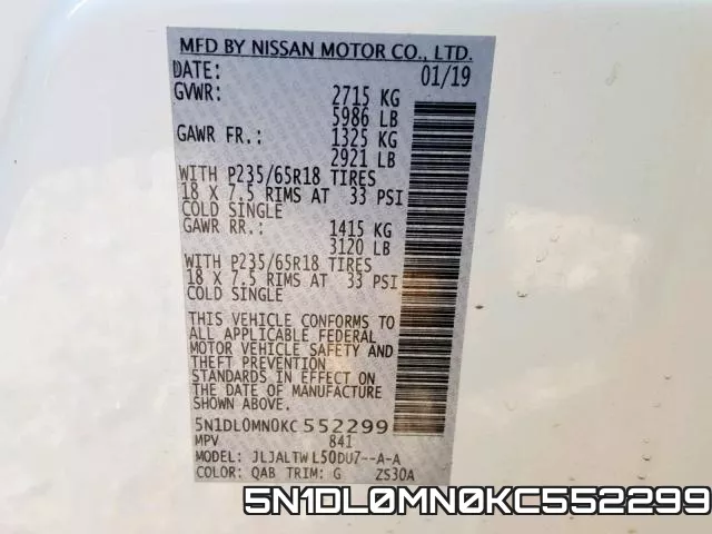 5N1DL0MN0KC552299 фото 2