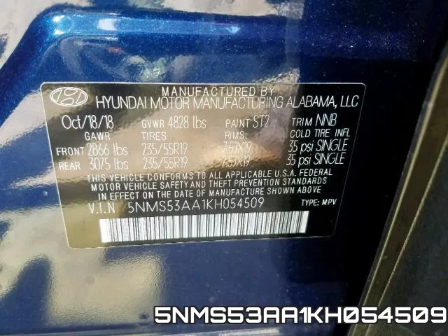 5NMS53AA1KH054509 фото 2