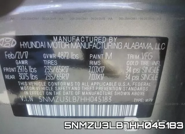 5NMZU3LB7HH045183 фото 10