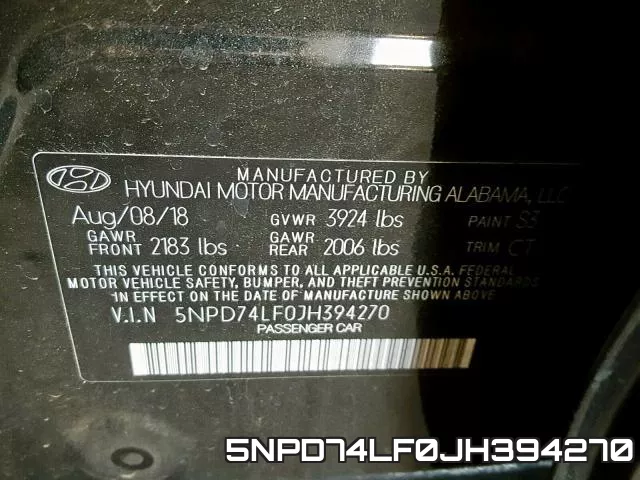 5NPD74LF0JH394270 фото 2