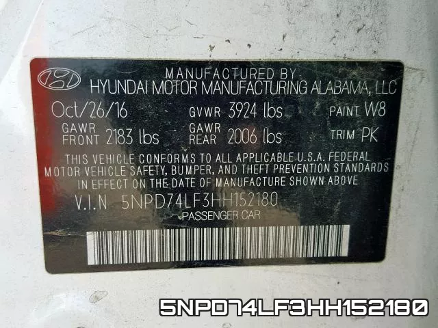 5NPD74LF3HH152180 фото 2