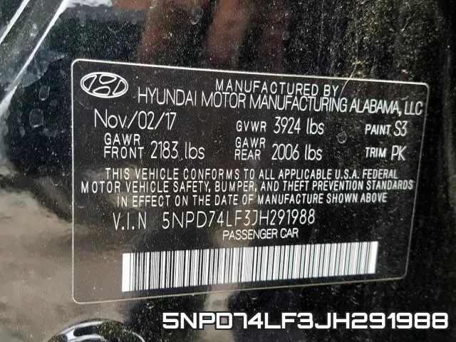 5NPD74LF3JH291988 фото 2