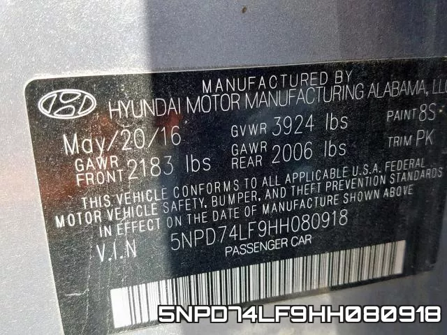 5NPD74LF9HH080918 фото 2