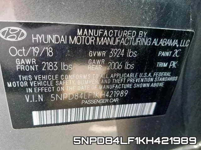 5NPD84LF1KH421989 фото 2