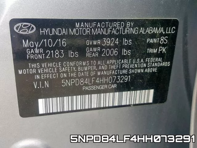 5NPD84LF4HH073291 фото 2