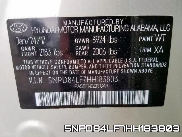 5NPD84LF7HH183803 фото 2