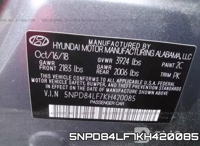 5NPD84LF7KH420085 фото 10