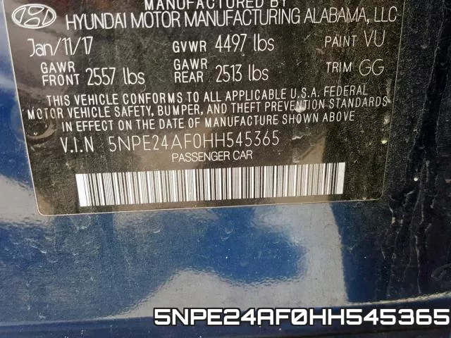 5NPE24AF0HH545365 фото 2