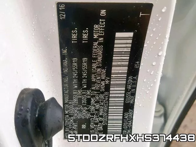 5TDDZRFHXHS374438 фото 2