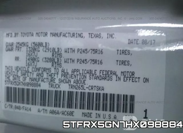 5TFRX5GN7HX098884 фото 10
