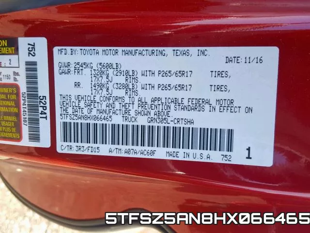 5TFSZ5AN8HX066465 фото 2