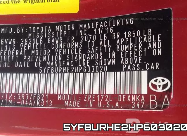 5YFBURHE2HP603020 фото 10