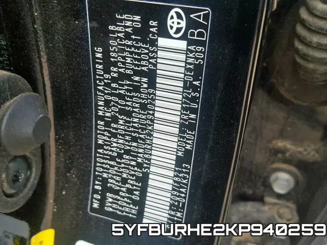 5YFBURHE2KP940259 фото 2