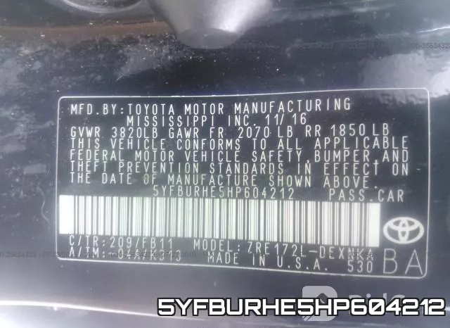 5YFBURHE5HP604212 фото 10