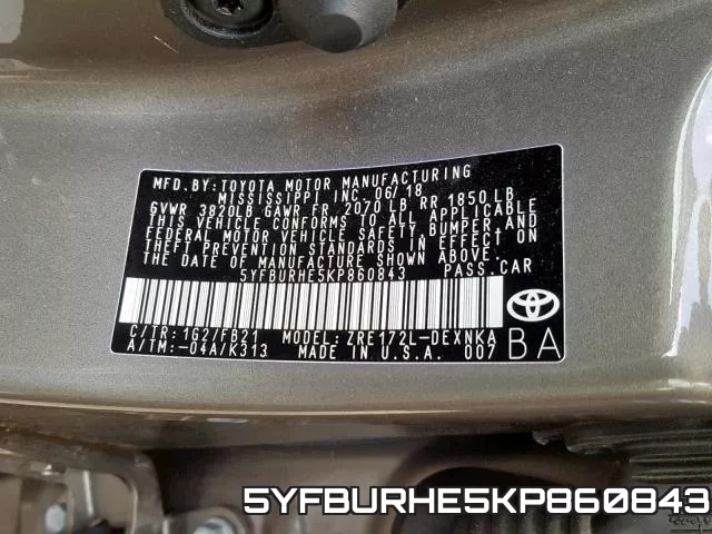 5YFBURHE5KP860843 фото 2