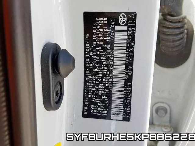 5YFBURHE5KP886228 фото 2