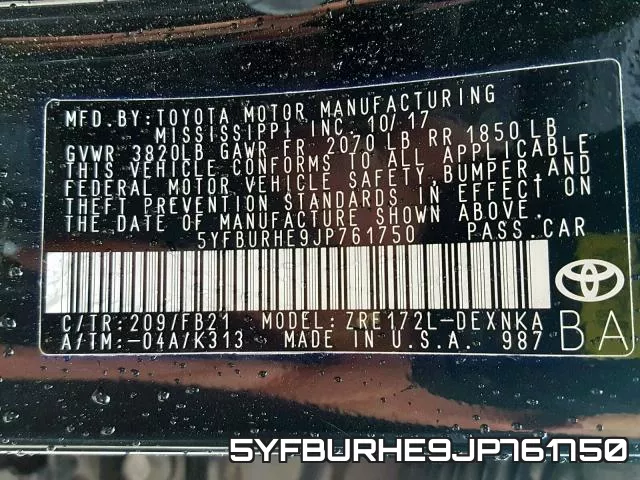 5YFBURHE9JP761750 фото 2