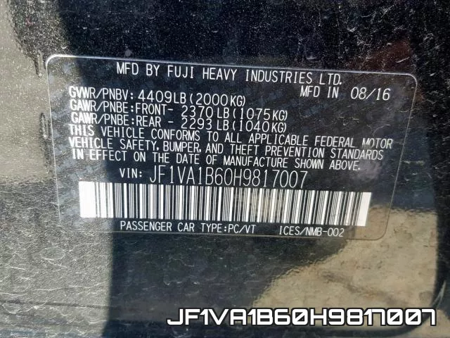 JF1VA1B60H9817007 фото 2