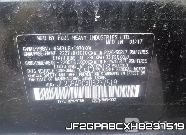 JF2GPABCXH8237519 фото 10